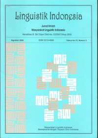 Image of LINGUISTIK INDONESIA : JURNAL ILMIAH MASYARAKAT LINGUISTIK INDONESIA, TH.32, NO.1, FEBRUARI 2014