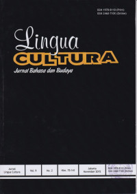 Image of LINGUA CULTURA : JURNAL BAHASA DAN BUDAYA VOL.9 NO.2 NOVEMBER 2015