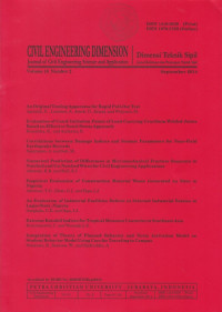 Image of CIVIL ENGINEERING DIMENSION : JOURNAL OF CIVIL ENGINEERING SCIENCE AND APPLICATION, VOL.16, NO.2, SEPTEMBER 2014