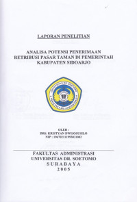 Image of ANALISA POTENSI PENERIMAAN RETRIBUSI PASAR TAMAN DI PEMERINTAH KABUPATEN SIDOARJO