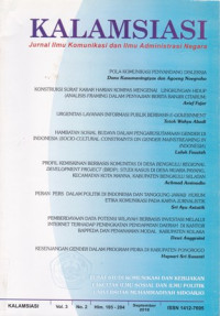 Image of KALAMSIASI : JURNAL ILMU KOMUNIKASI DAN ILMU ADMINISTRASI NEGARA, VOL.3, NO.2, SEPTEMBER 2010