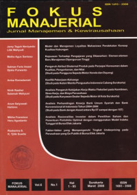 Image of FOKUS MANAJERIAL : JURNAL MANAJEMEN DAN KEWIRAUSAHAAN, VOL. 6, NO. 1 MARET 2008