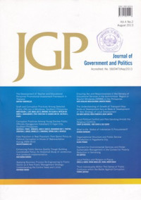Image of JOURNAL OF GOVERNMENT AND POLITICS, VOL.4, NO.2, AUGUST 2013