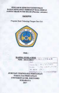 Image of PENGARUH JENIS DAN KOSENTRASI BAHAN PENGAWET TERHADAP MASA SIMPAN JAMUR TIRAM PUTIH SEGAR (PLEUROTUS OSTREATUS)