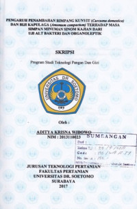 Image of PENGARUH PENAMBAHAN RIMPANG KUNYIT (CURCUMA DOMESTICA) DAN BIJI KAPULAGA (AMONUM COMPACTUM) TERHADAP MASA SIMPAN MINUMAN SINOM KAJIAN DARI UJI ALT BAKTERI DAN ORGANILEPTIK