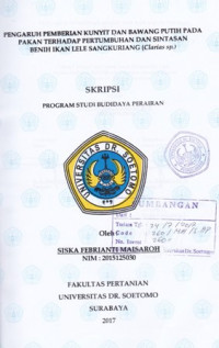 Image of PENGARUH PEMBERIAN KUNYIT DAN BAWANG PUTIH PADA PAKAN TERHADAP PERTUMBUHAN DAN SINTASAN BENIH IKAN LELE SANGKURIANG (CLARIAS SP.)