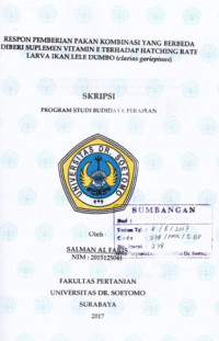 Image of RESPON PEMBERIAN PAKAN KOMBINASI YANG BERBEDA DIBERI SUPLEMEN VITAMIN E TERHADAP HATCHING RATE LARVA IKAN LELE DUMBO