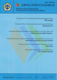 Image of JURNAL STUDI KOMUNIKASI (INDONESIA JOURNAL OF COMMUNICATION STUDIES), VOL. 1. NO. 2. JULY 2017