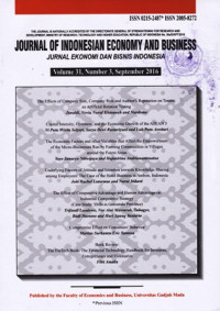 Image of JOURNAL OF INDONESIAN ECONOMY AND BUSINESS : VOL 31, NUMBER 3, SEPTEMBER 2016