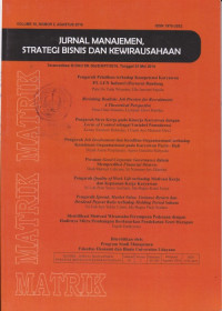 Image of MATRIK : JURNAL MANAJEMEN STRATEGI BISNIS DAN KEWIRAUSAHAAN, VOL. 10, NO. 2 , AGUSTUS 2016