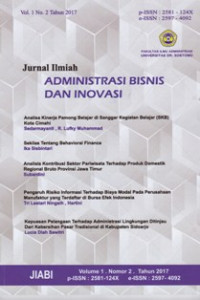 Image of JURNAL ILMIAH ADMINISTRASI DAN BISNIS : VOL.1 NO. 2 TAHUN 2017