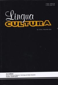 Image of LINGUA CULTURA : JURNAL BAHASA DAN BUDAYA VOL.10 NO.2 NOVEMBER 2016