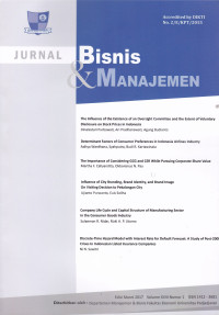 Image of JURNAL BISNIS & MANAJEMEN, VOL. XVIII, NO. 1, EDISI MARET 2017