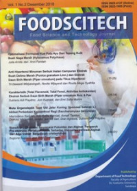 Image of FOODSCITECH : FOOD SCIENCE AND TECHNOLOGY JOURNAL : VOLUME 01, NO 02, DESEMBER 2018