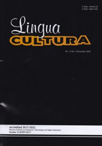 Image of LINGUA CULTURA : JURNAL BAHASA DAN BUDAYA, VOL.12 NO.4 NOVEMBER 2018