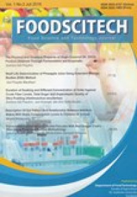 Image of FOODSCITECH : FOOD SCIENCE AND TECHNOLOGY JOURNAL, VOLUME 01, NO 02, JULI 2019