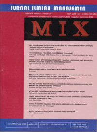 Image of JURNAL ILMIAH MANAJEMEN MIX : VOLUME VII NOMOR 01/ FEBRUARI 2017