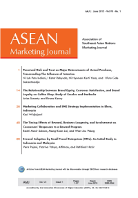 Image of ASEAN MARKETING JOURNAL, VOL.VII, ISSUE.1, JUNE 2015