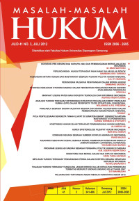 Image of JURNAL MASALAH-MASALAH HUKUM, JILID.41, NO.3, JULI 2012